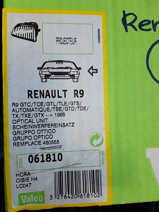 Renault R9 / →1985 / koplamp / Headlight / Phare / Scheinwerfer / Valeo 061810