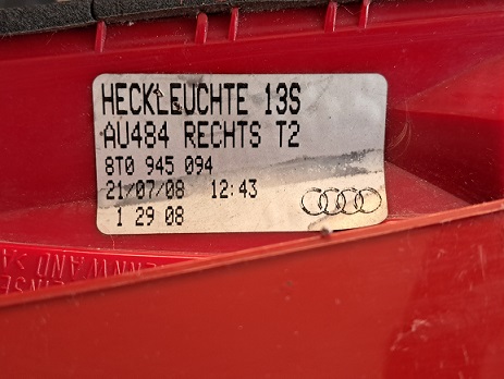 Audi A5 B8 / Achterlicht / Rücklicht Innen / Feu Arrière / 8T0 945 094 / Rechts